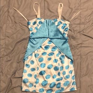 🔴 Light Blue and White Mini Dress